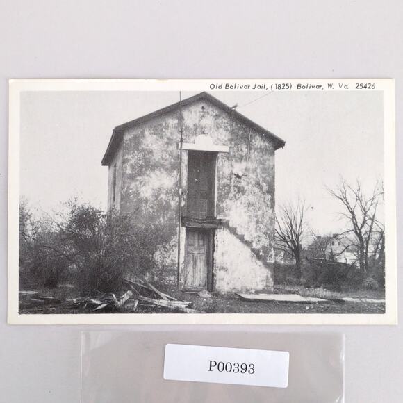 Old Bolivar Jail (1825) West Virginia B&W Photo Postcard 1950s? Unposted - Picture 1 of 2